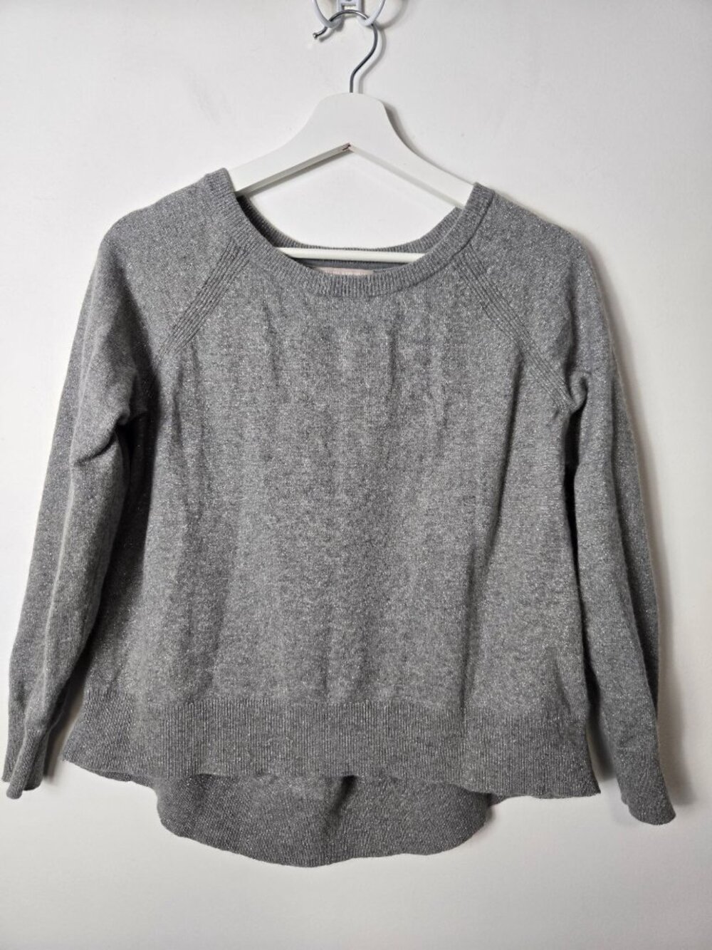 Banana Republic Cashmere Wool Blend Light Grey Sparkle Sweater Size S